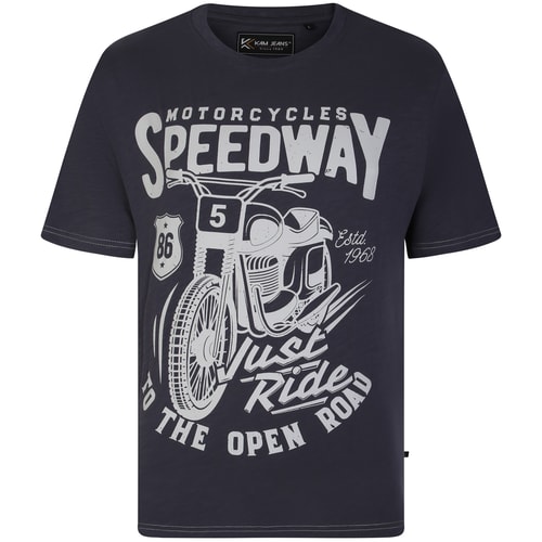KAM Motorcycles Speedway Print T-Shirt Slate